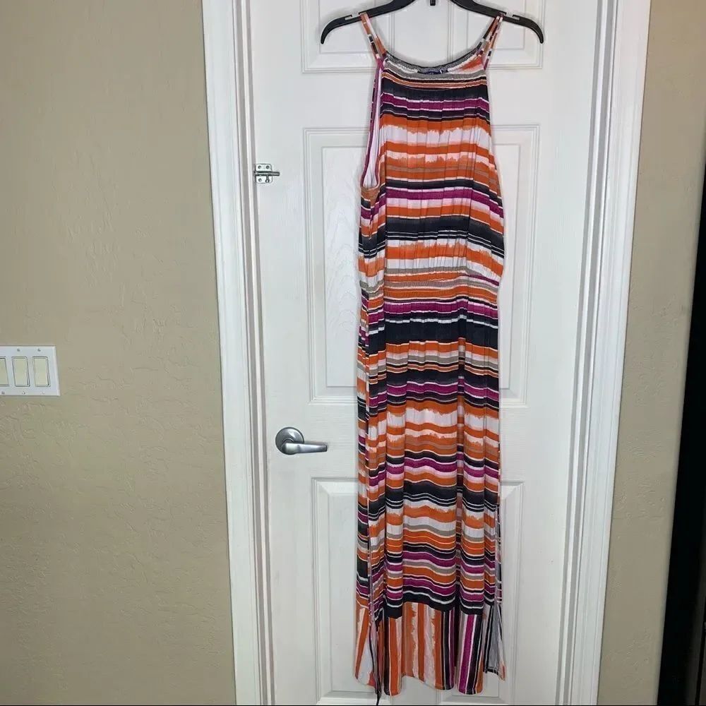 Apt 9 High Neck Multicolored Maxi Dress with Side Slits Size XXL